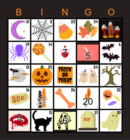 Spooky-Sexy Bingo MEA x CHOICES Bingo Card
