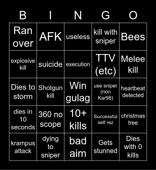 WarzoneBingo Card