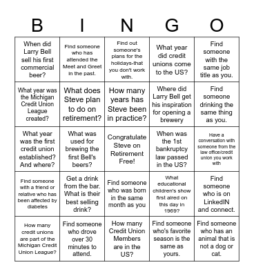 10th Annual Meet and Greet Bingo Card
