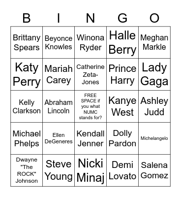 NUMC Psychiatry Bingo Card