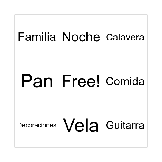 Día de Los Muertos BINGO! Bingo Card