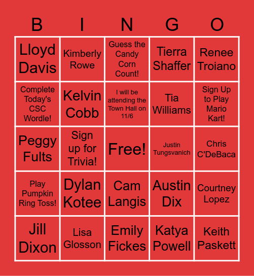 CSC Mingle Bingo Card