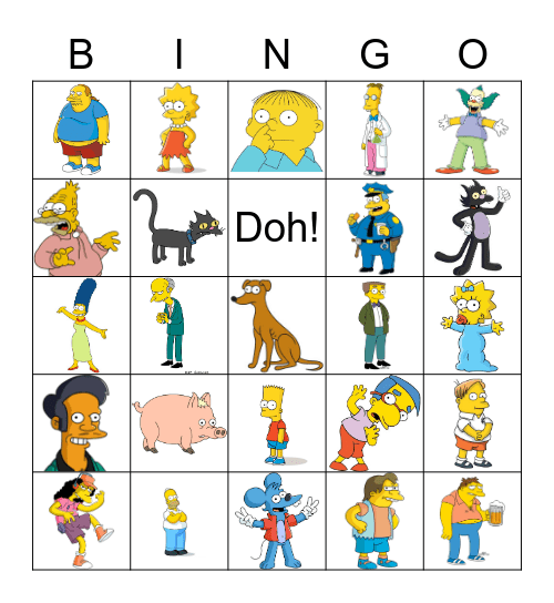 Simpsons Bingo Card