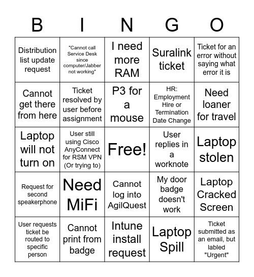 Halloween Ticket BINGO Card