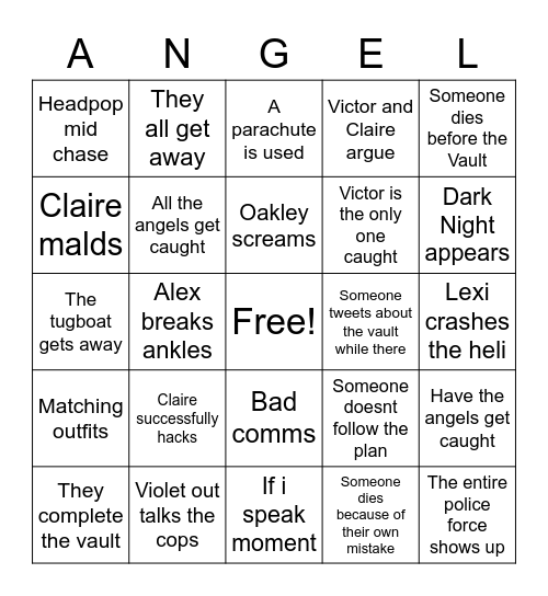 Vault Bingo Card