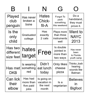 Find someone who… Bingo Card