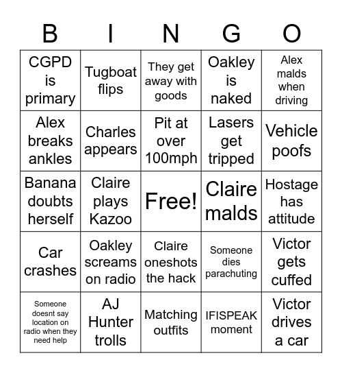 Angels Vault Bingo Card