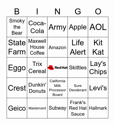 We Are Red Hat Week Bingo Card