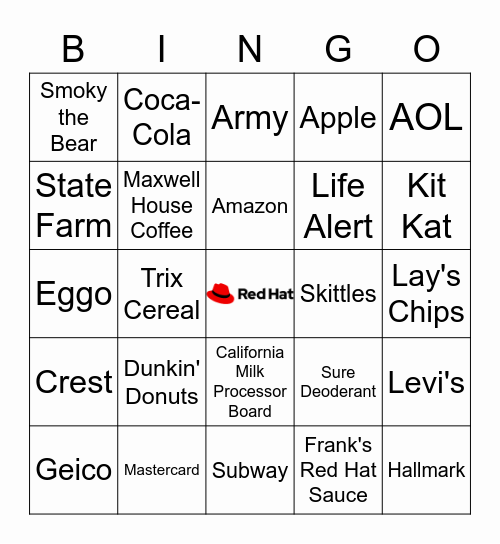 We Are Red Hat Week Bingo Card