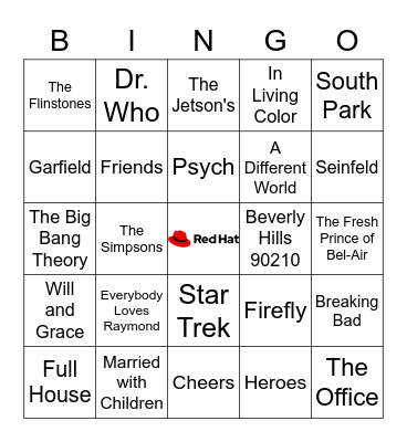 TV Characters Bingo Card