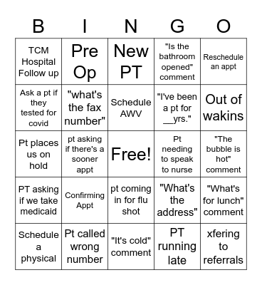 BINGO Calls Bingo Card
