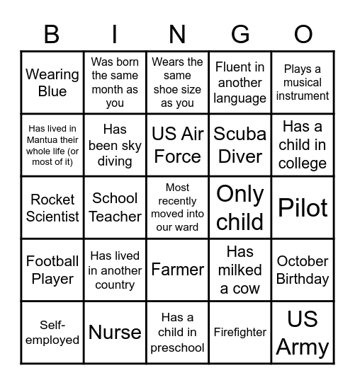 Find Someone Who... Bingo Card