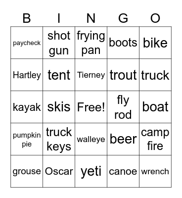Carson Fest Bingo Card
