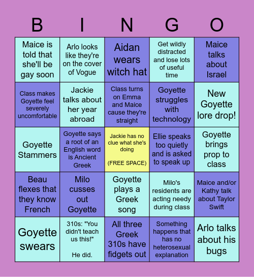 Ancient Greek BINGO! Bingo Card