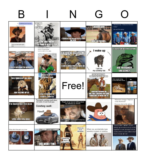 COWBOY BINGO Card