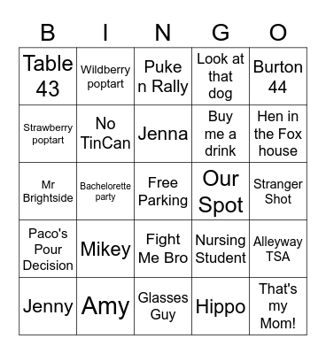 Toledo Bingo Card