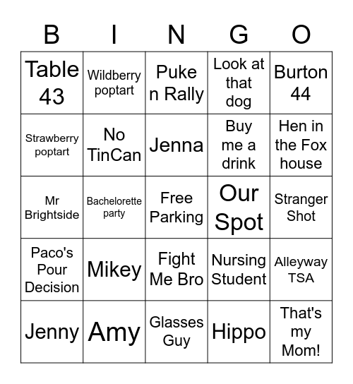 Toledo Bingo Card