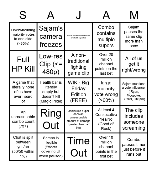 Will It Kill Bingo - Big Friday Edition Bingo Card