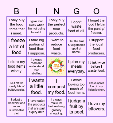 WORLD FOOD DAY Bingo Card