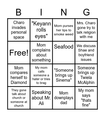 Mom's Birthday Bingo Card