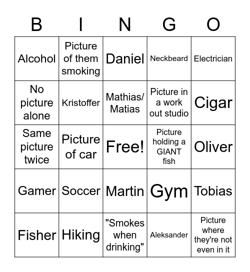 Norwegian tinder bingo Card