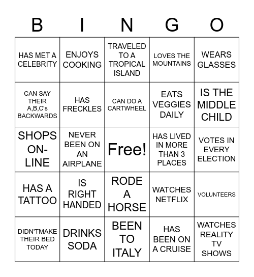 PRE-REG BINGO Card