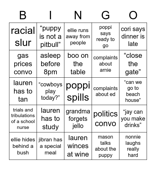 Thanksgiving Bingo Card