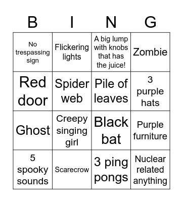 Haunted House Bingo Card