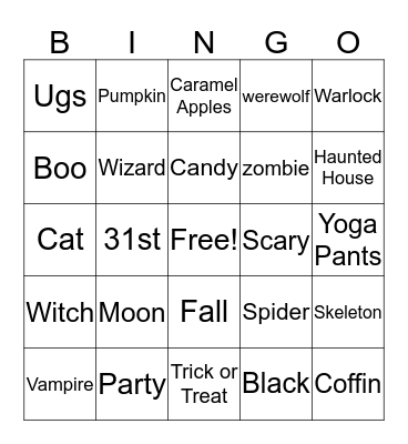 Rand Hall Bingo Card