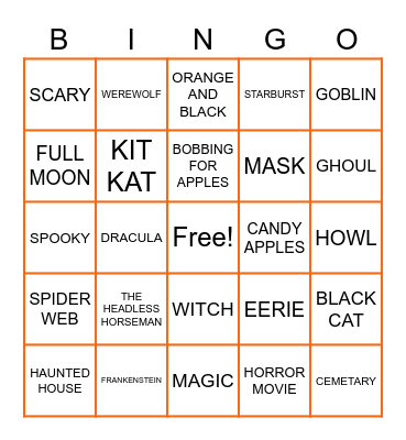 HALLOWEEN BINGO!! Bingo Card
