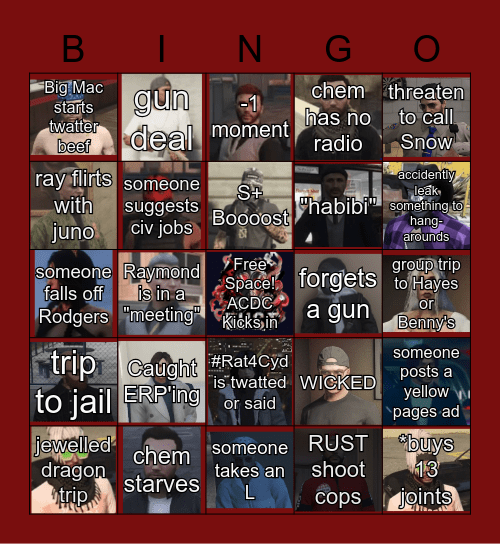R.U.S.T BINGO Card