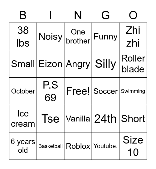 Eizon Bingo Card