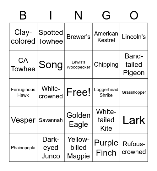 YAS Sparrow Bingo! Bingo Card