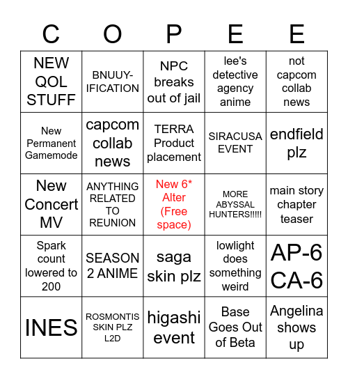 3.5 COPIUM Bingo Card