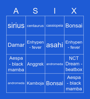 Punya A6 Bingo Card