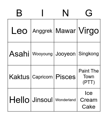 ✨Team 5LEBEW✨ Bingo Card