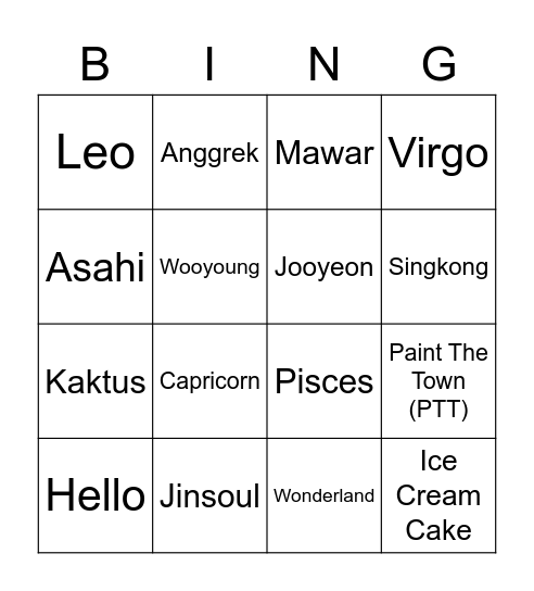 ✨Team 5LEBEW✨ Bingo Card