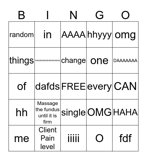 BELLLLLLLAAAA Bingo Card