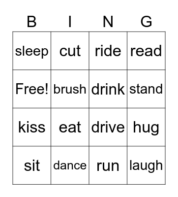 Basic Verbs Bingo Card