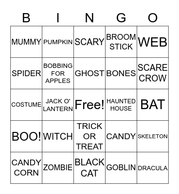 MR. WEIN'S HALLOWEEN BINGO Card