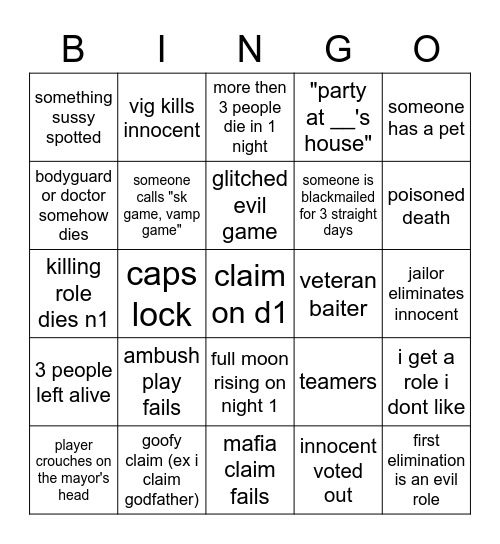 Bloxston Mystery Bingo Card