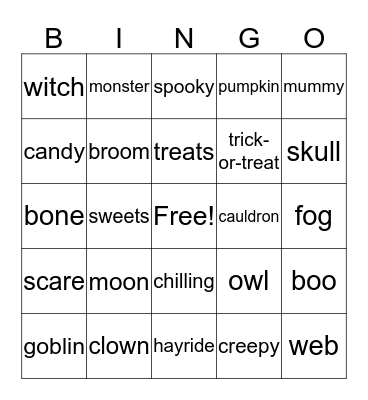 Halloween Bingo Card