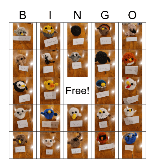 Exotic Bird Bingo Card