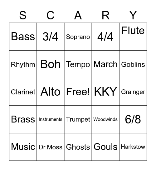 Spooky Bingo Card