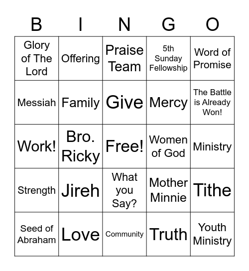 The Word International Bingo Card