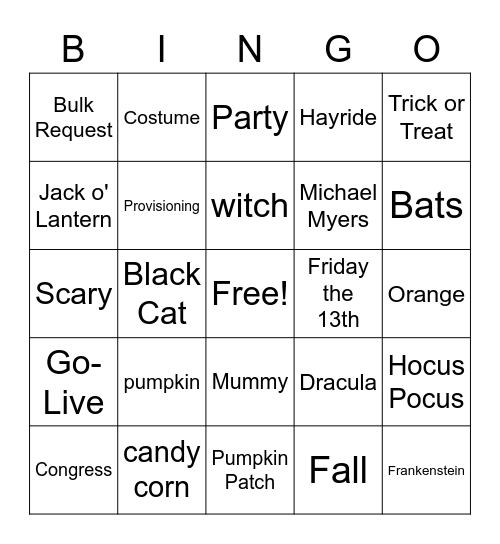 Access Office Halloween Bingo Card