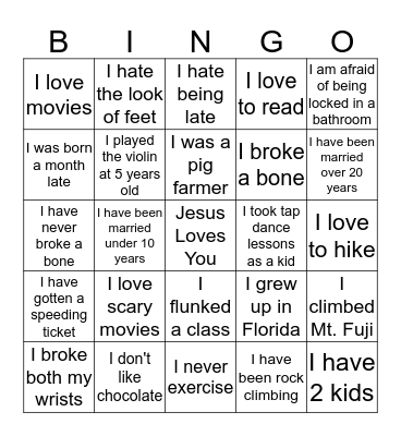 Church In Action Bingo Card