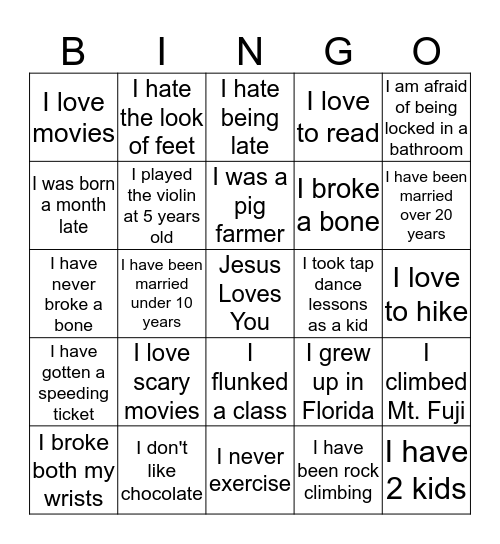 Church In Action Bingo Card