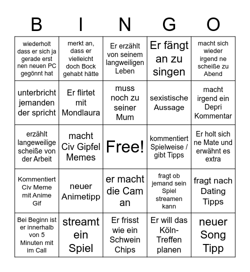 Marco Bingo Card