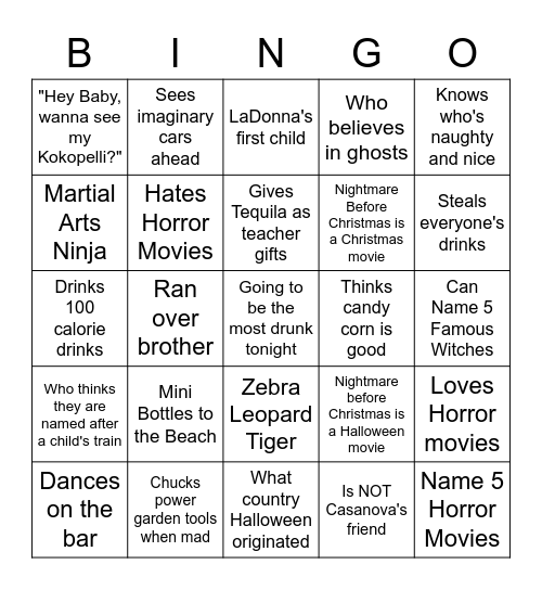 LaDonna's Halloween Party Bingo Card